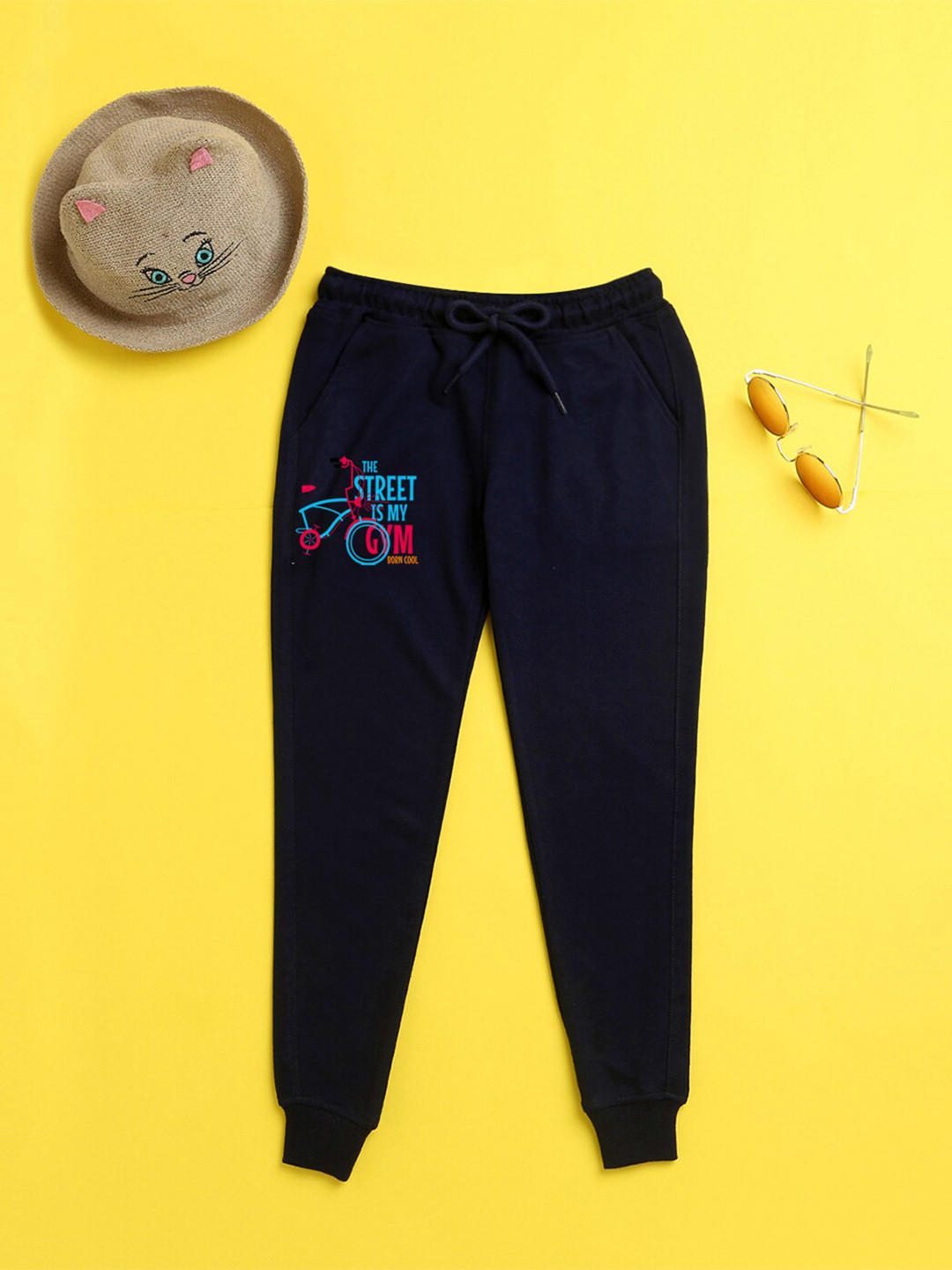 

BAESD Kids Graphic Printed Joggers, Navy blue
