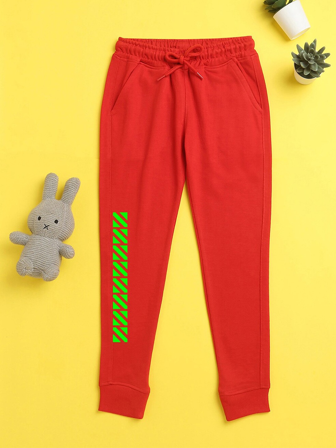 

BAESD Kids Typography Printed Mid-Rise Joggers, Red