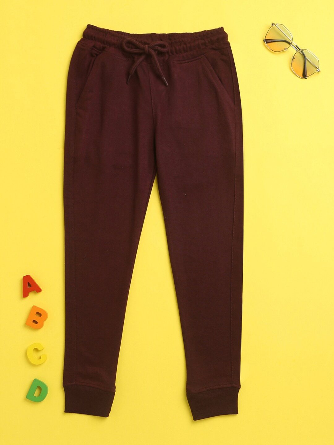 

BAESD Kids Ribbed Hem Joggers, Burgundy