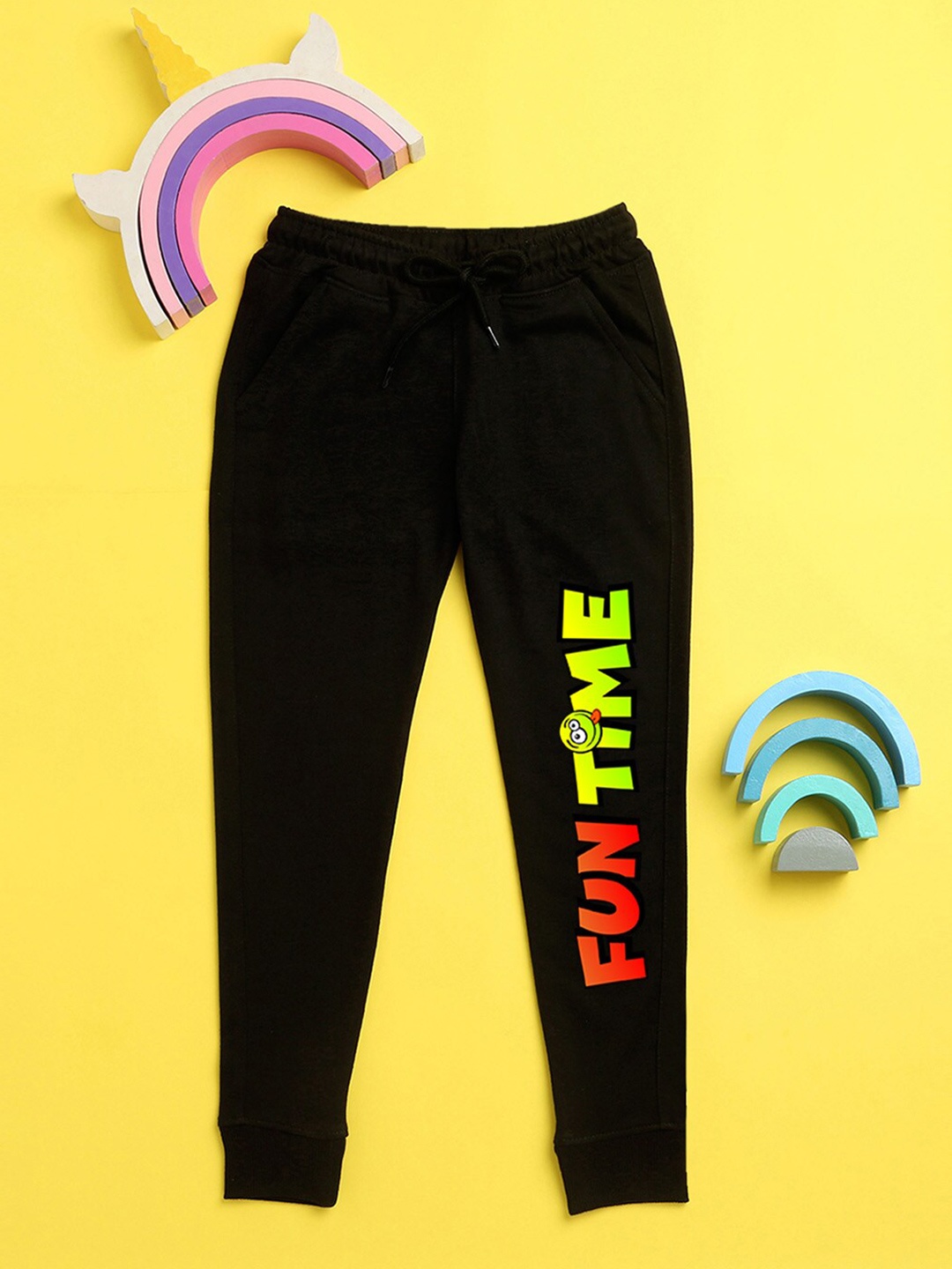

BAESD Kids Text Printed Joggers, Black