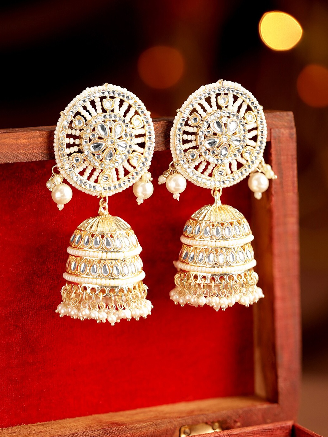 

Rubans Gold-Plated Contemporary Jhumkas