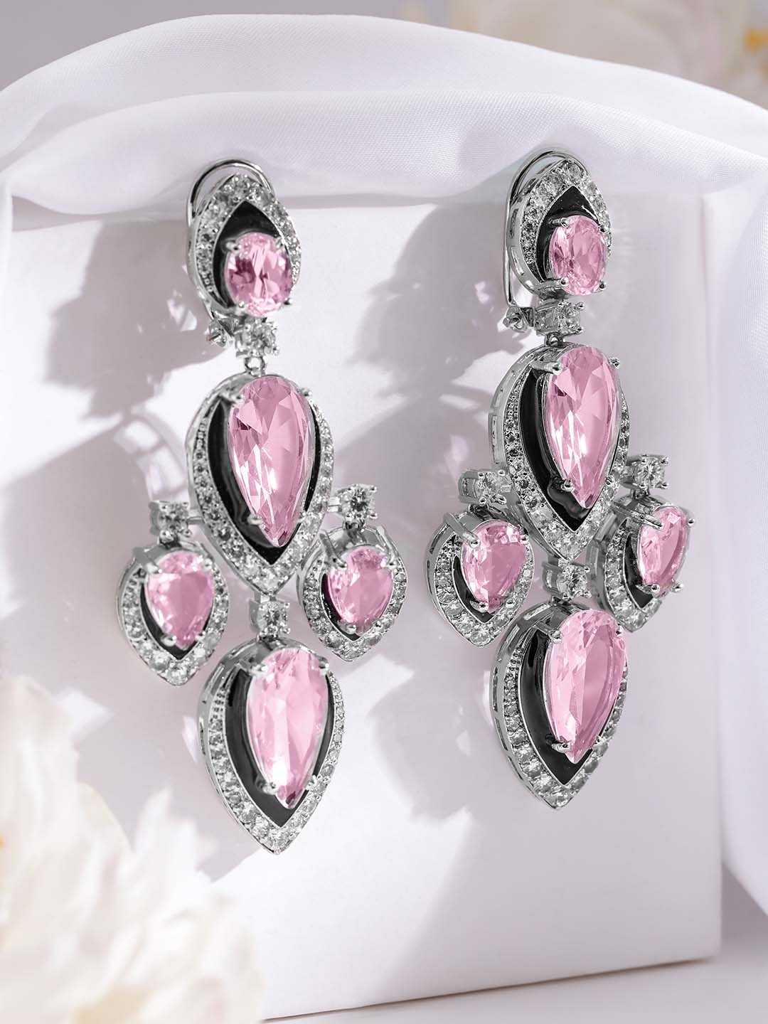 

Rubans Silver-Plated Contemporary Drop Earrings