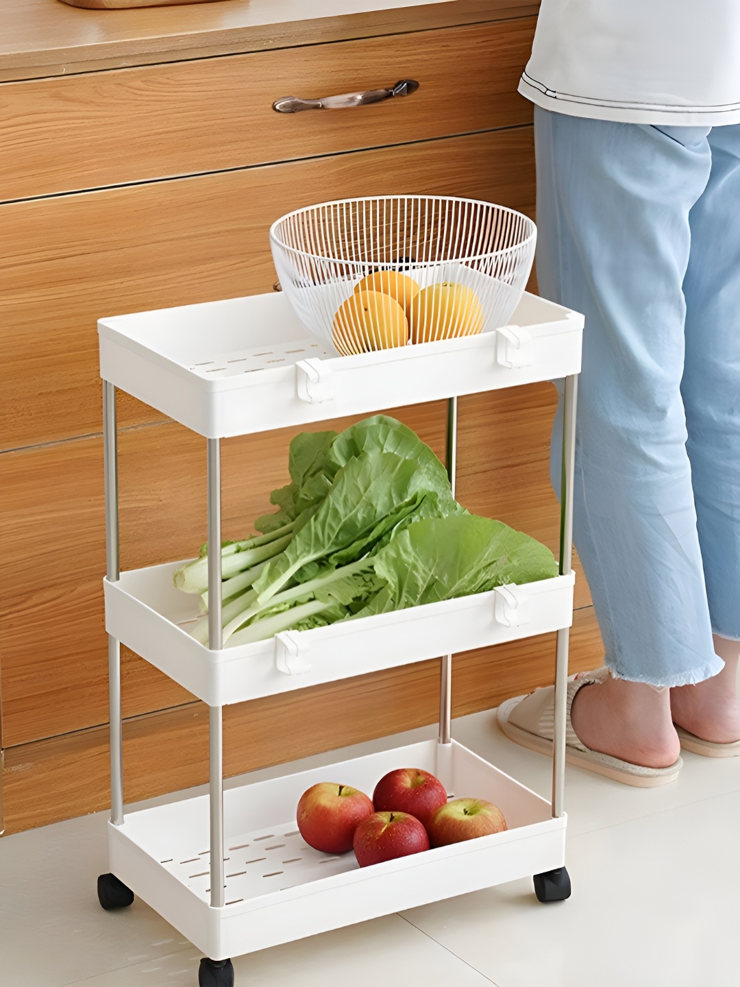 

LUXEHOME INTERNATIONAL White Regular Shelf Trolley Organisers