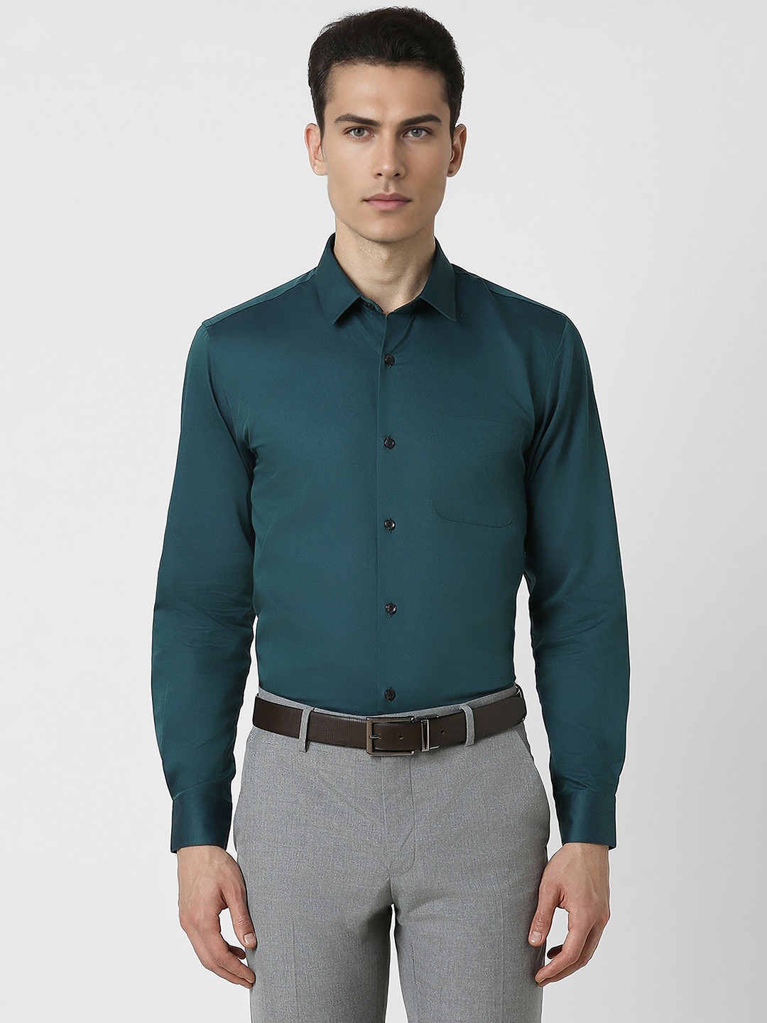 

Peter England Slim Fit Pure Cotton Formal Shirt, Green