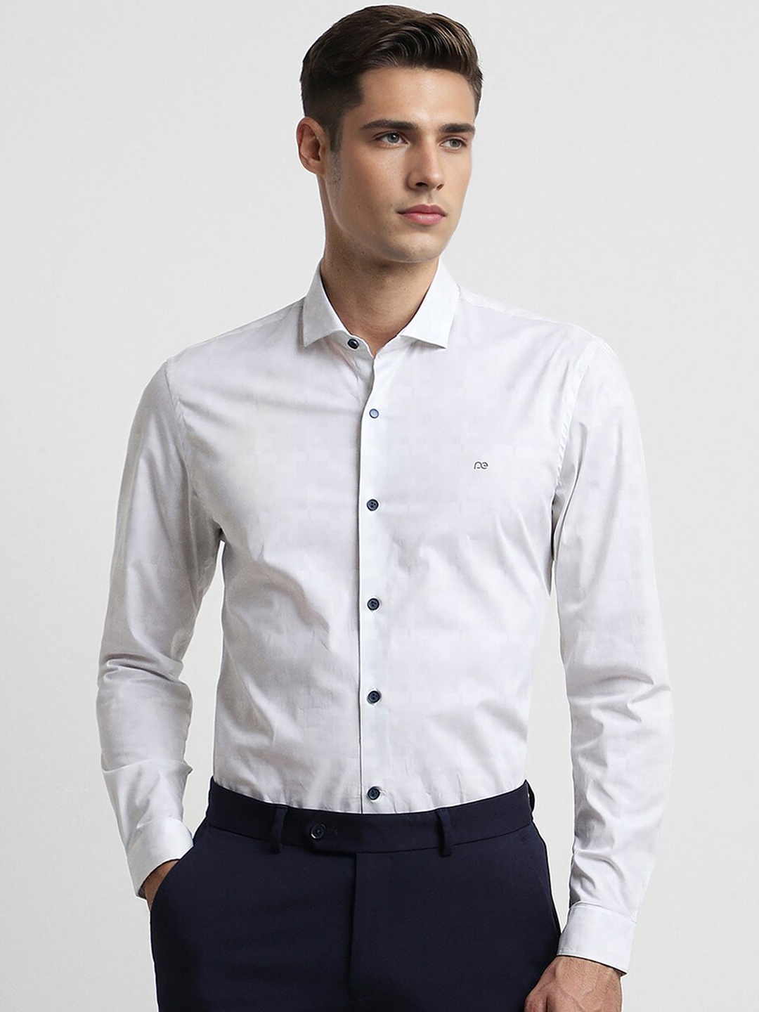 

Peter England Geometric Printed Super Slim Fit Formal Shirt, White