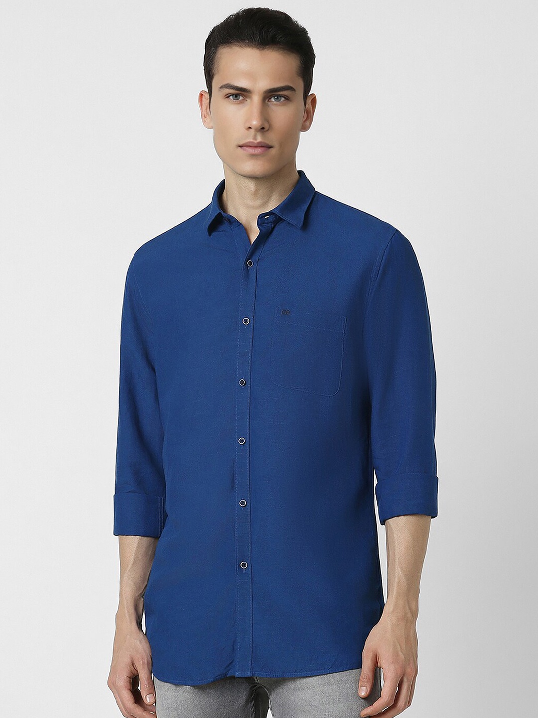

Peter England Casuals Slim Fit Pure Cotton Casual Shirt, Blue