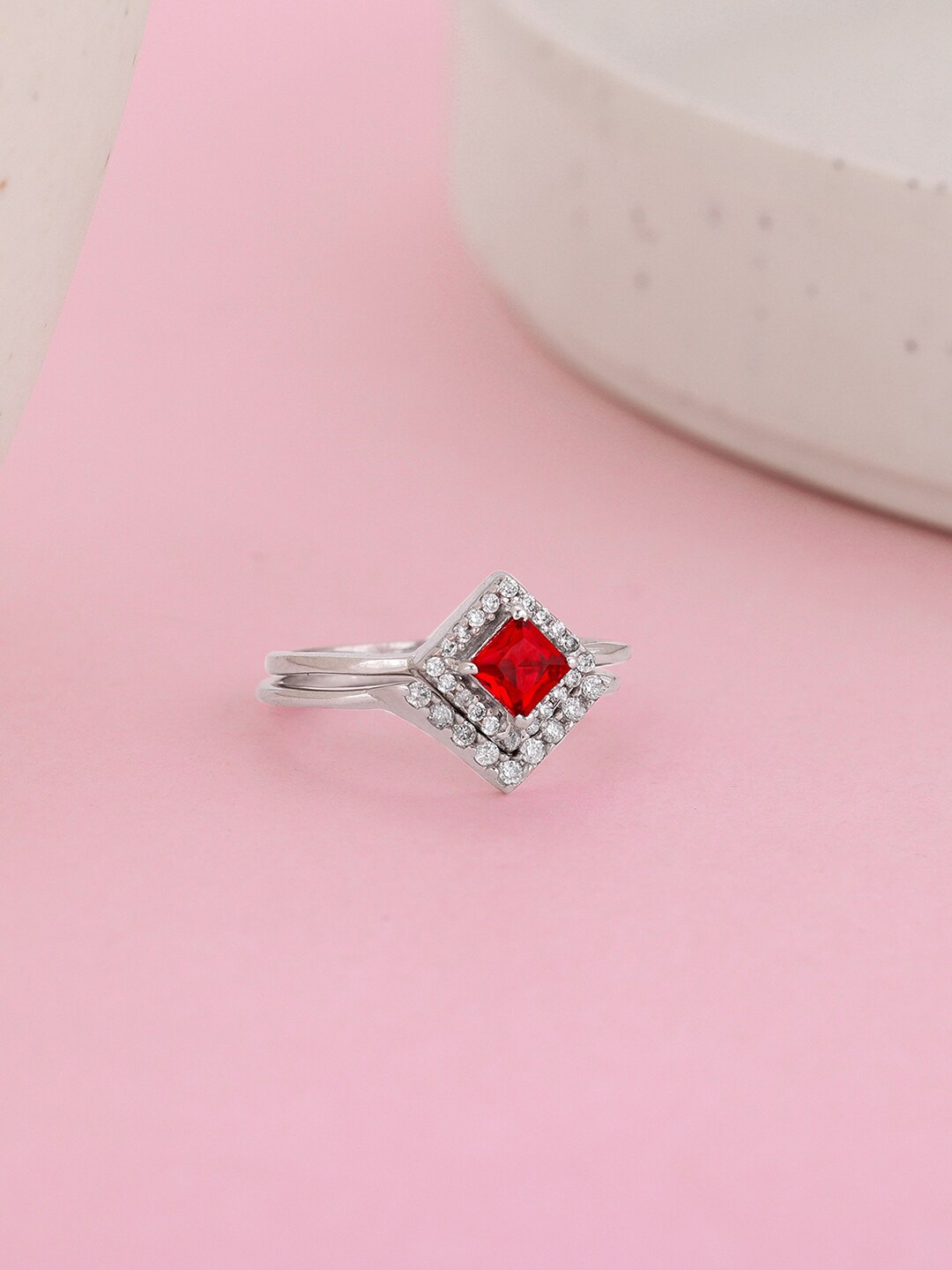 

GIVA 925 Sterling Silver CZ-studded Adjustable Finger Ring