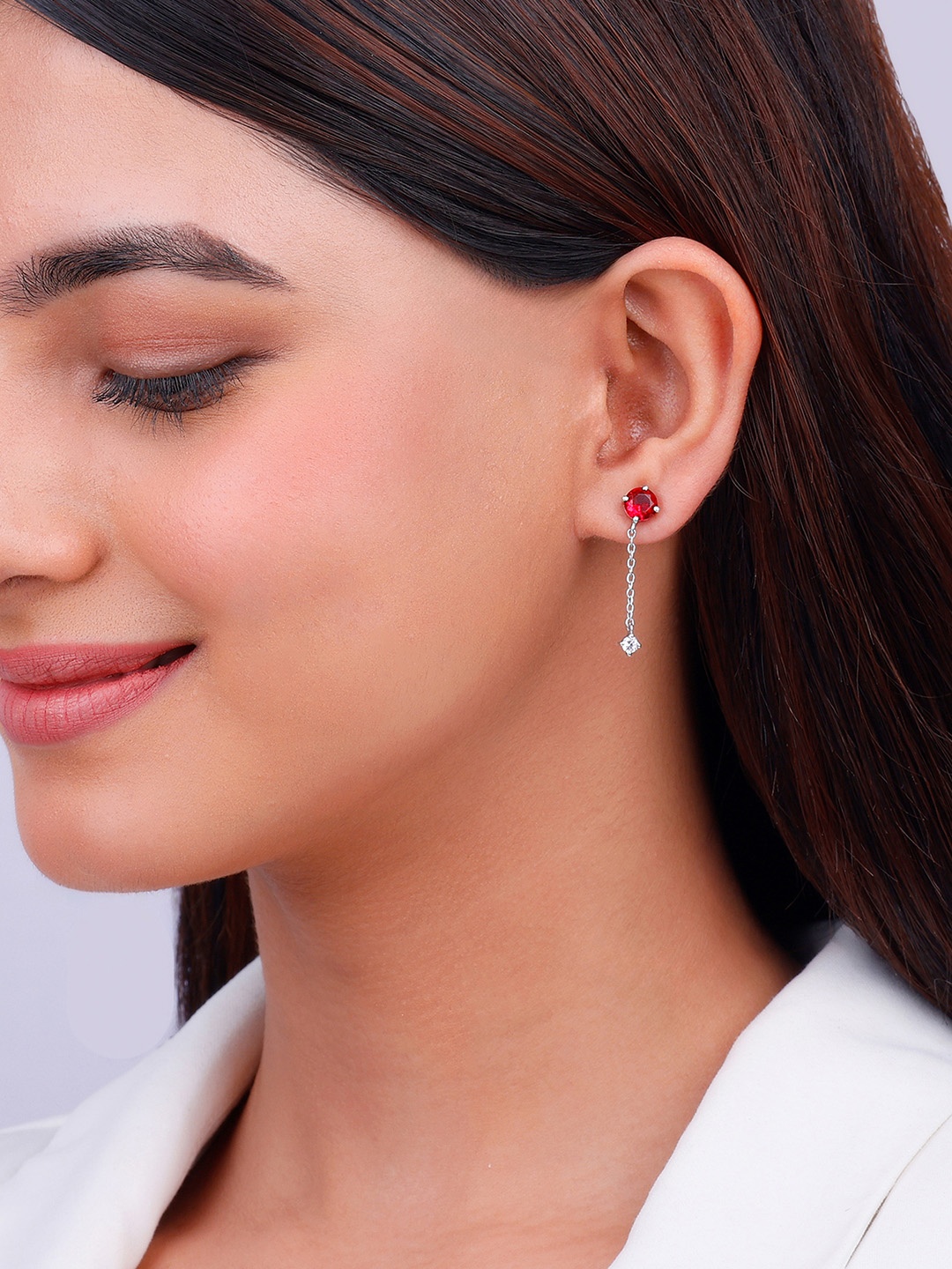 

GIVA Rhodium-Plated Stone-Studded 925 Sterling Silver Contemporary Drop Earrings