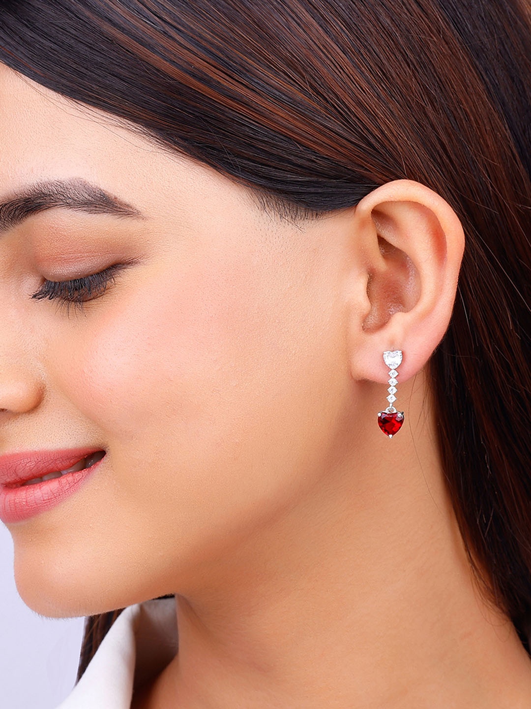 

GIVA 925 Sterling Silver Rhodium-Plated Artificial Stones Studded Drop Earrings