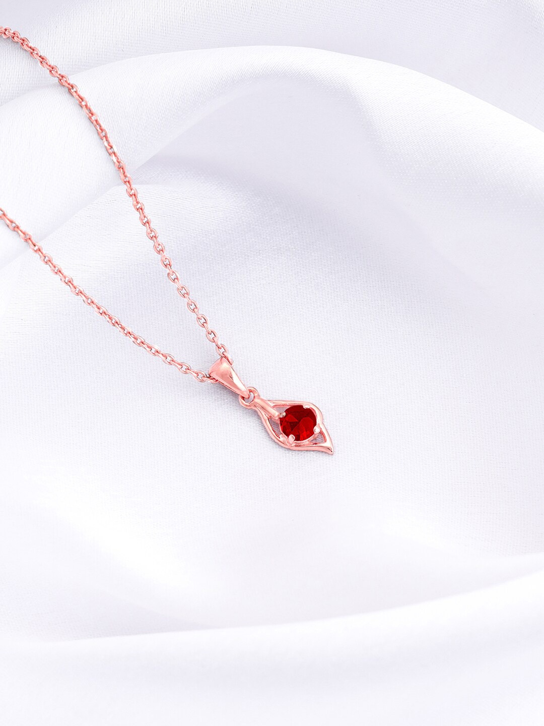 

GIVA 925 Sterling Silver Rose Gold-Plated CZ Studded Pendant With Chain