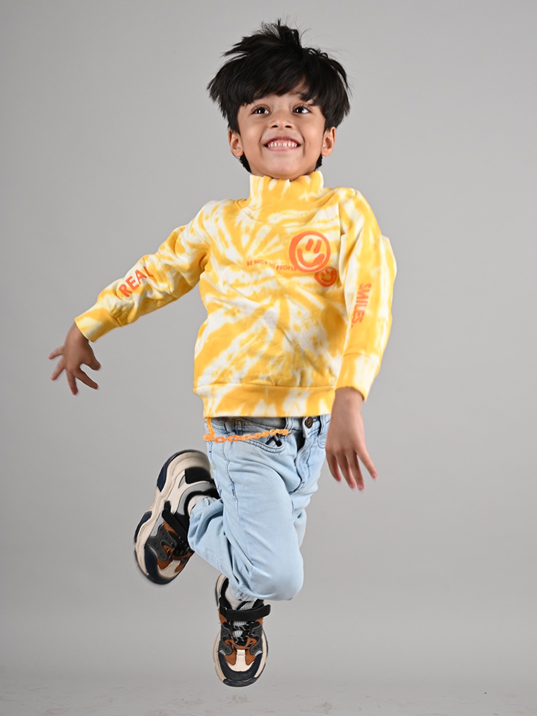

TALES & STORIES Boys Abstract Printed Cotton Pullover Sweatshirt, Yellow