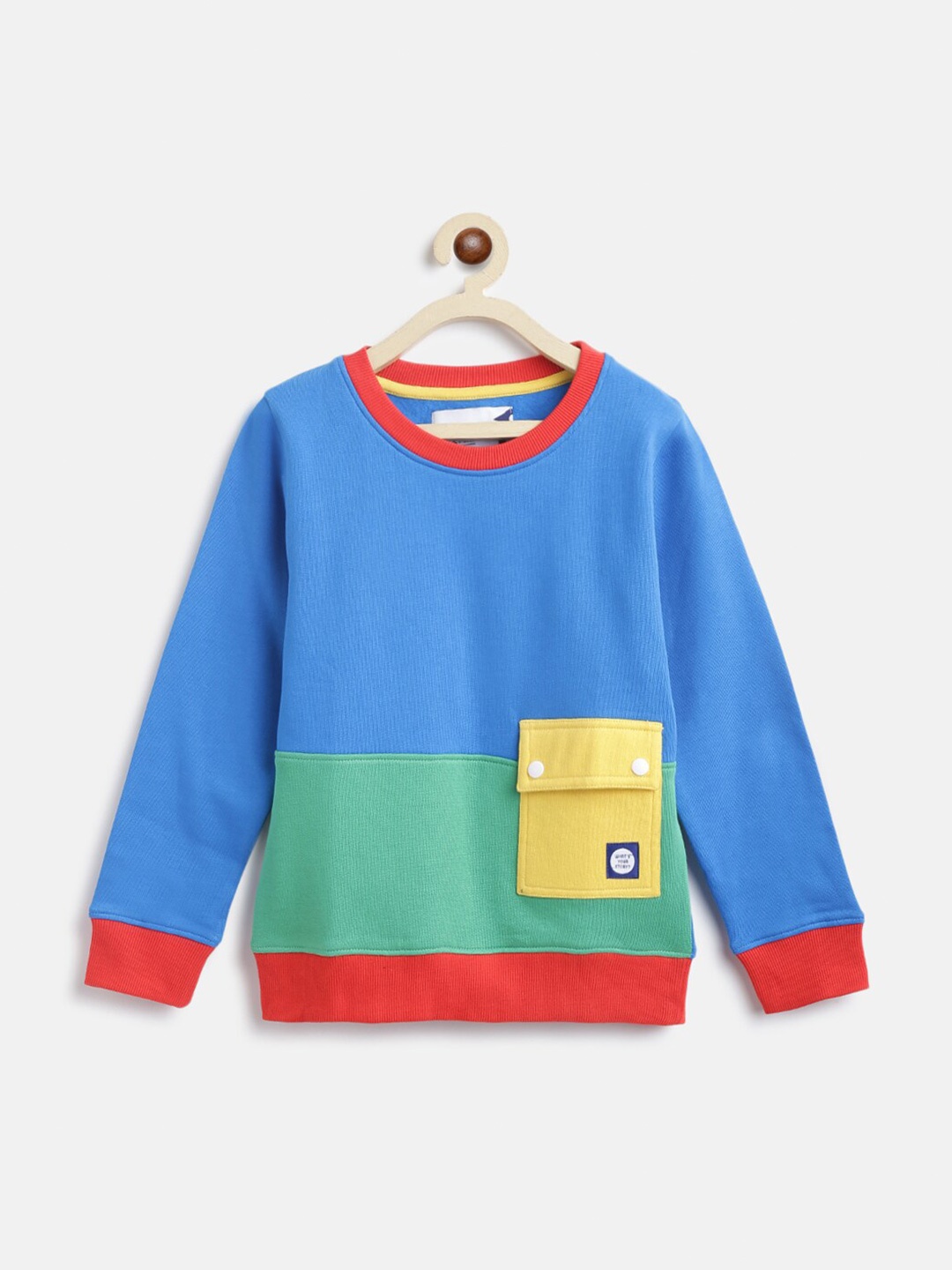 

TALES & STORIES Boys Colourblocked Pullover Sweatshirt, Blue