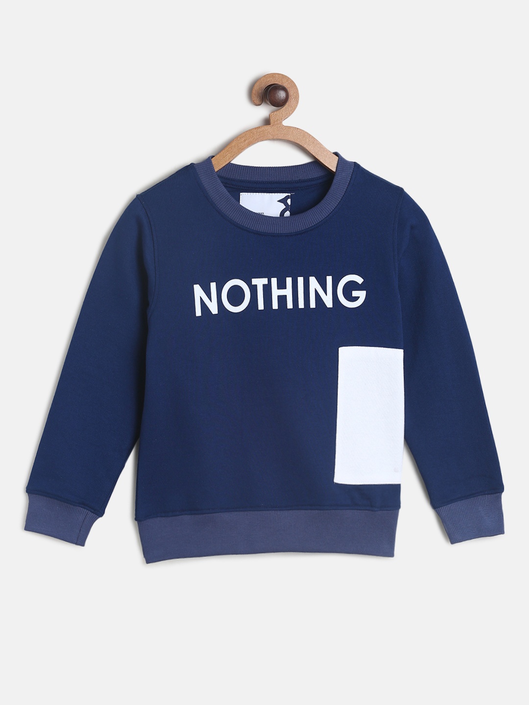 

TALES & STORIES Boys Typography Printed Sweatshirt, Navy blue