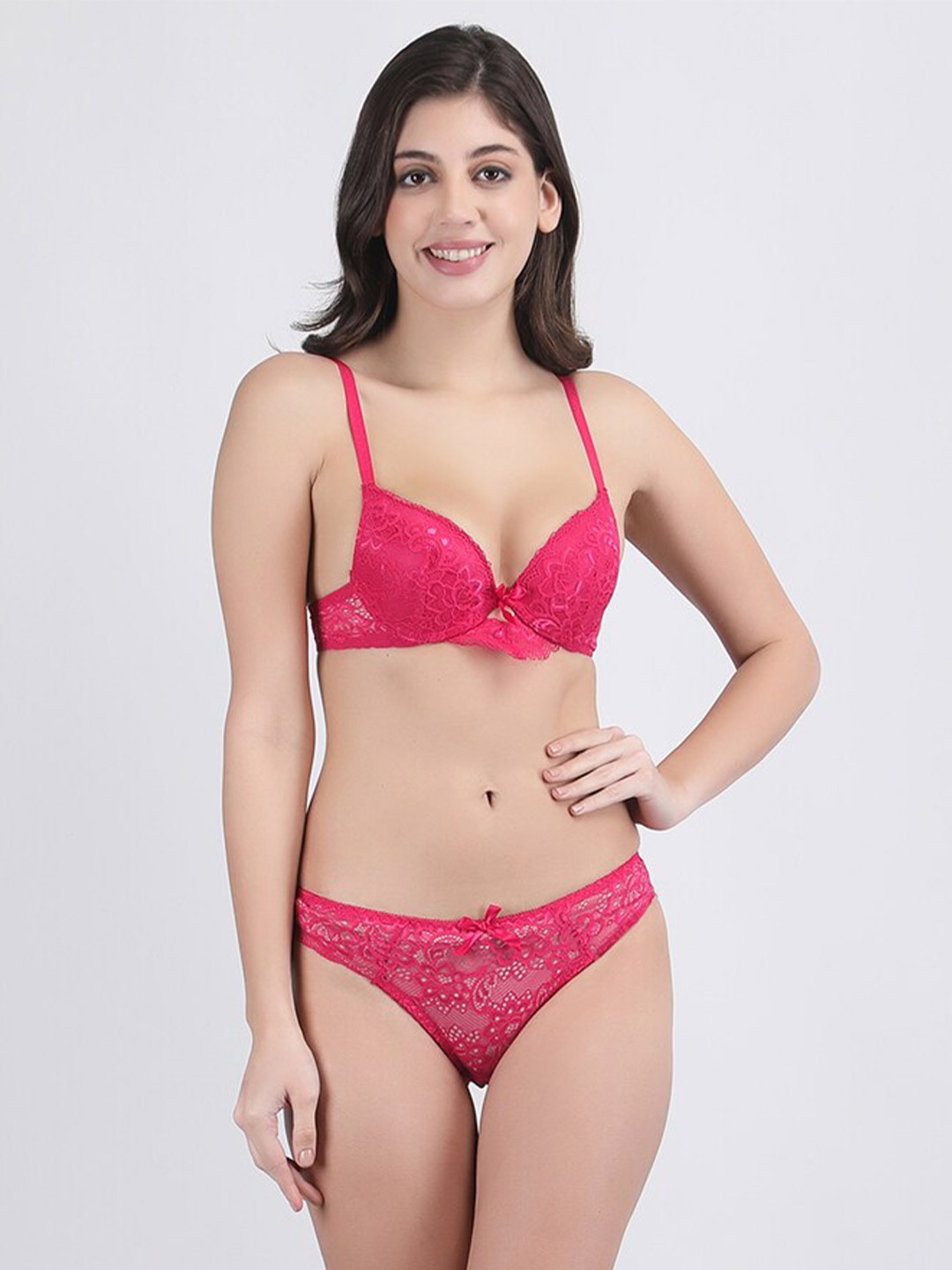 

Secret Lives Self Design Padded Lingerie Set, Pink