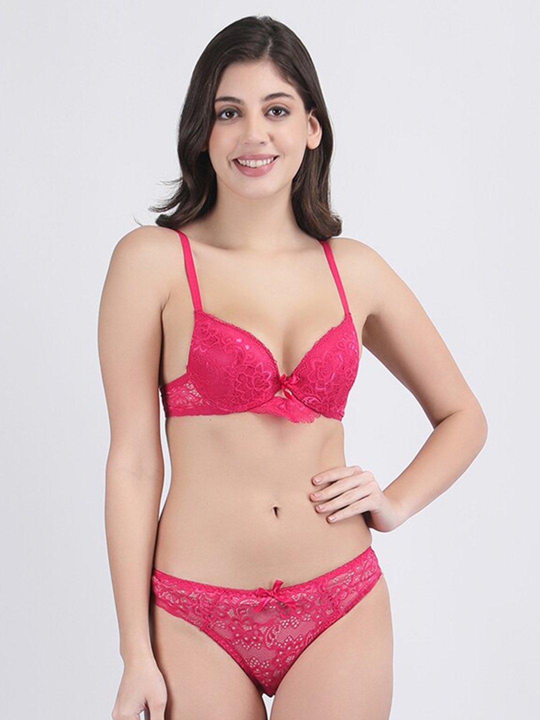 

Secret Lives Self Design Padded Lingerie Set Lingerie Lingerie Set, Pink
