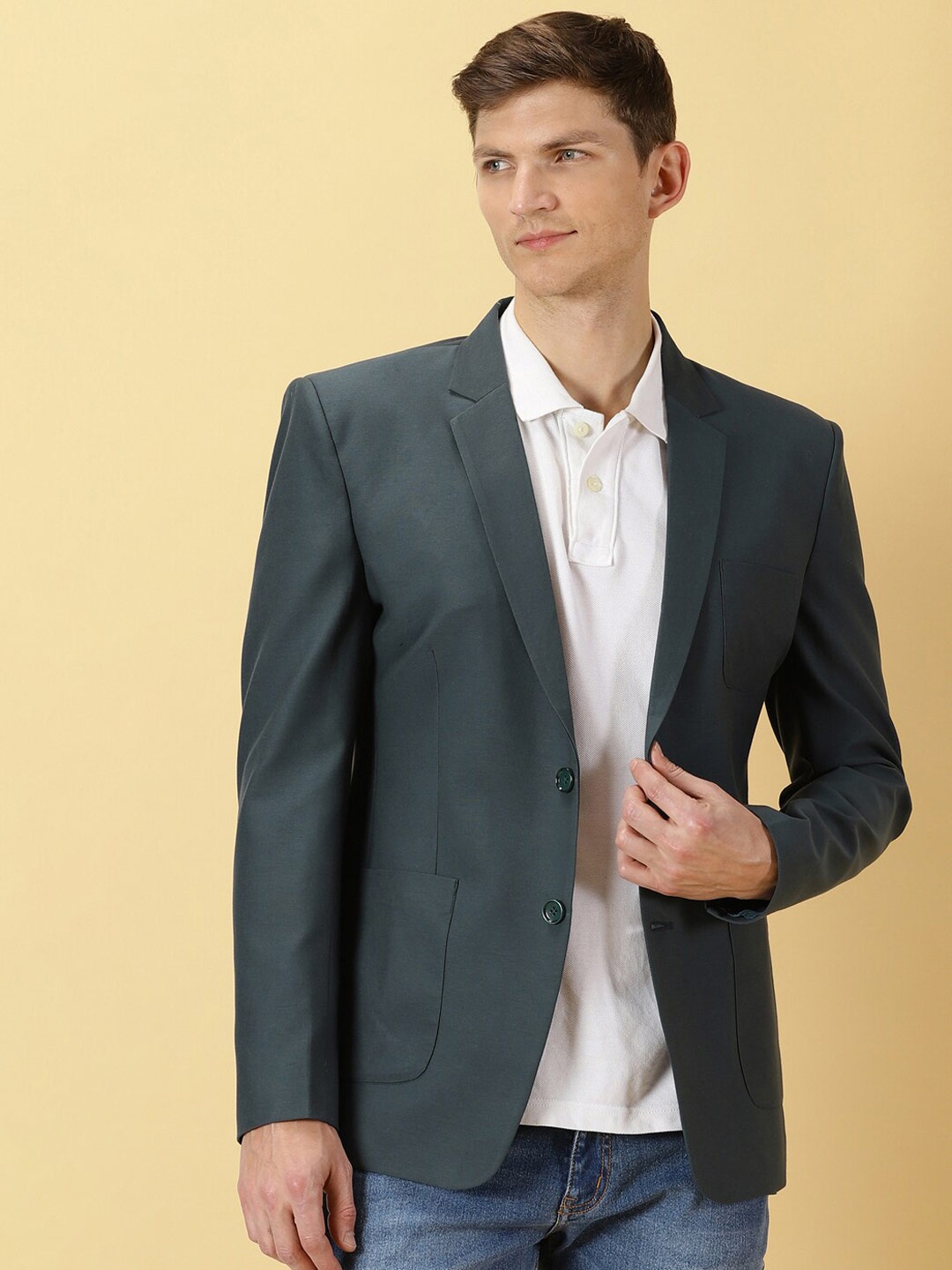 

Thomas Scott Slim Fit Notched Lapel Collar Single-Breasted Casual Blazer, Green