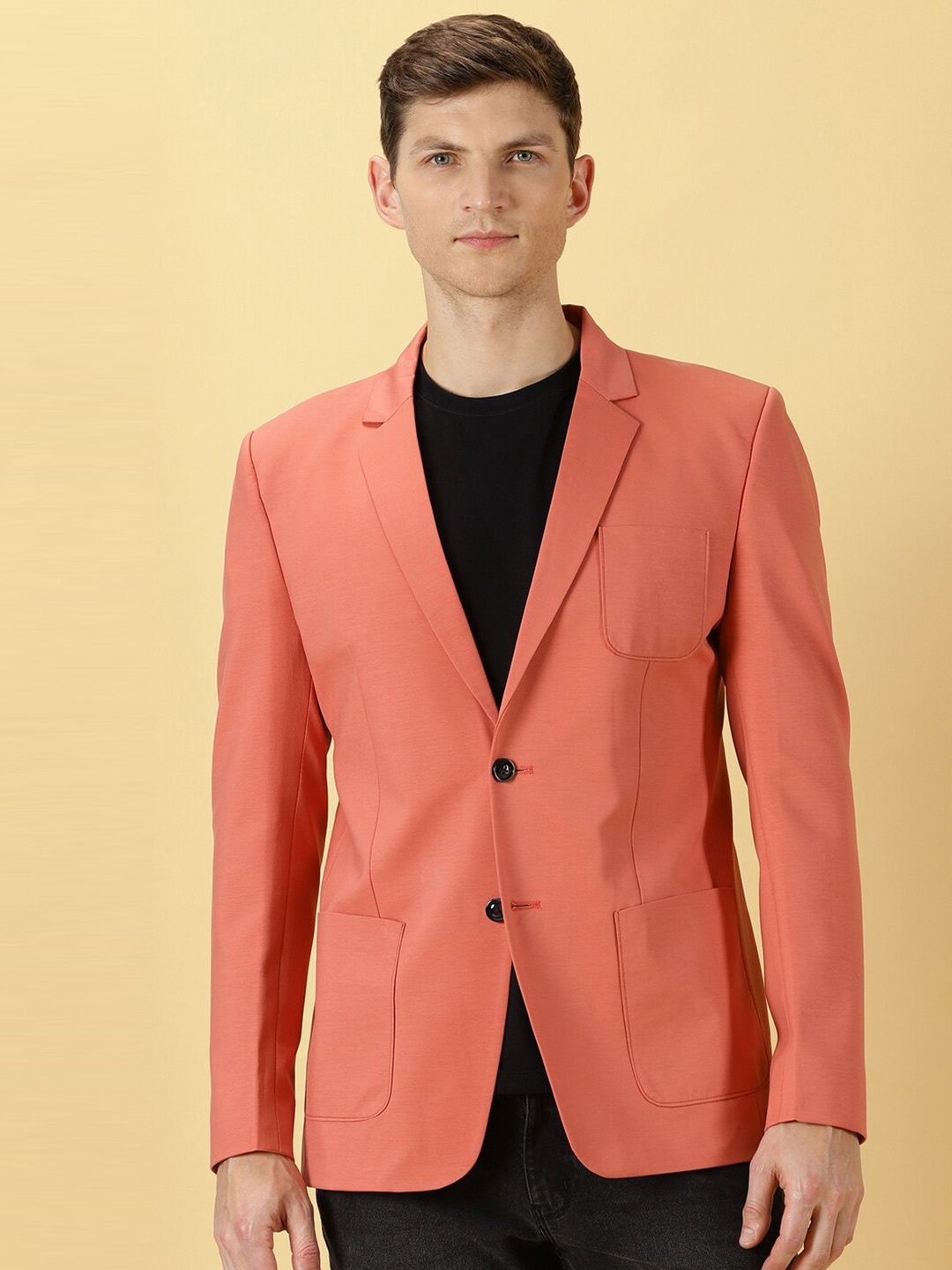 

Thomas Scott Slim Fit Notched Lapel Collar Single-Breasted Casual Blazer, Peach