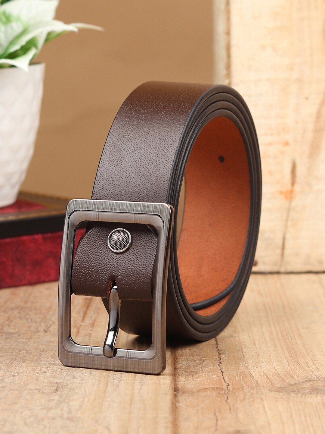 

HENEDA Men Waterproof Leather Formal Belt, Brown