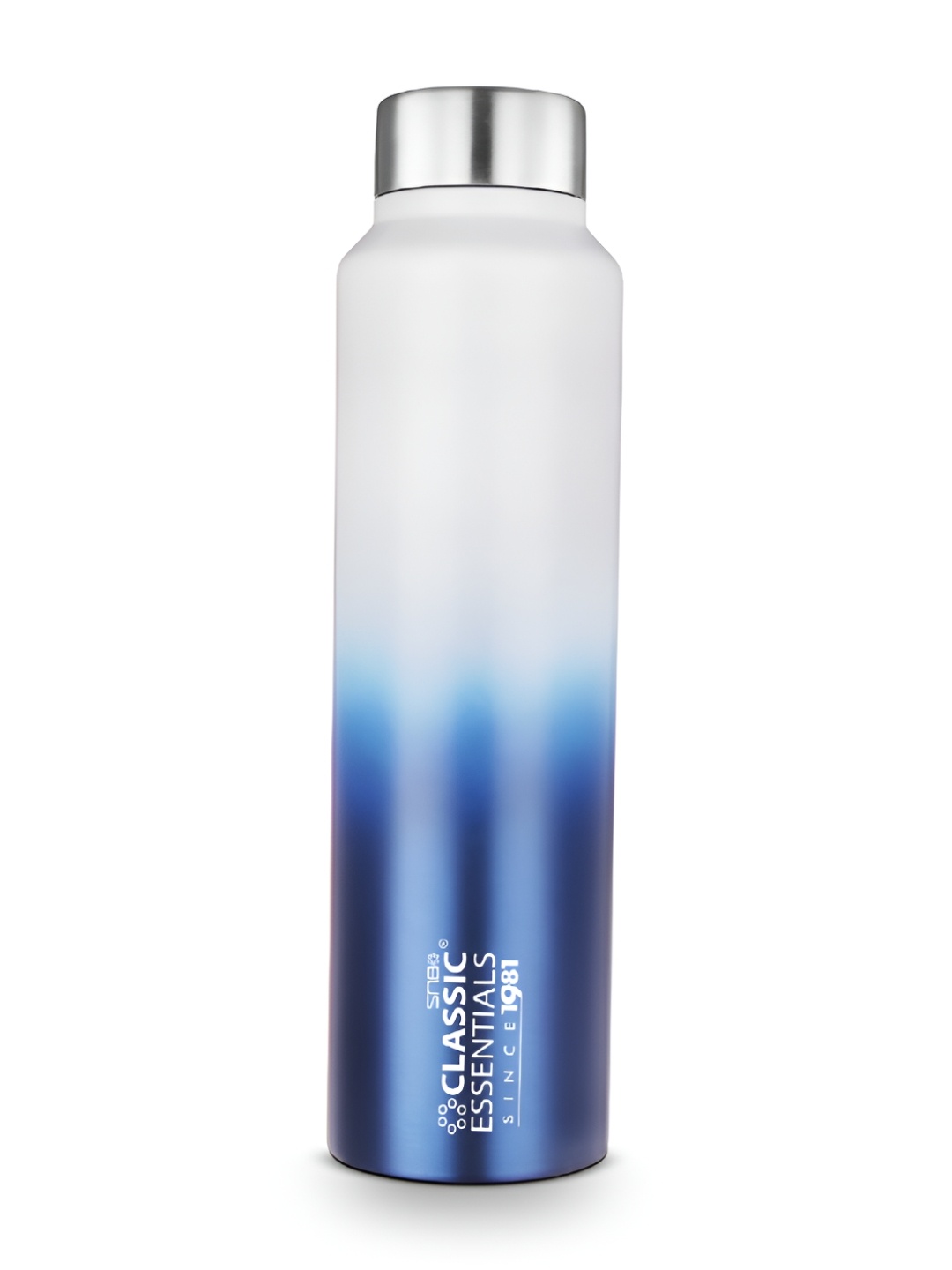 

Classic Essentials White & Blue Stainless Steel Single Wall Vacuum Water Bottle 1 L