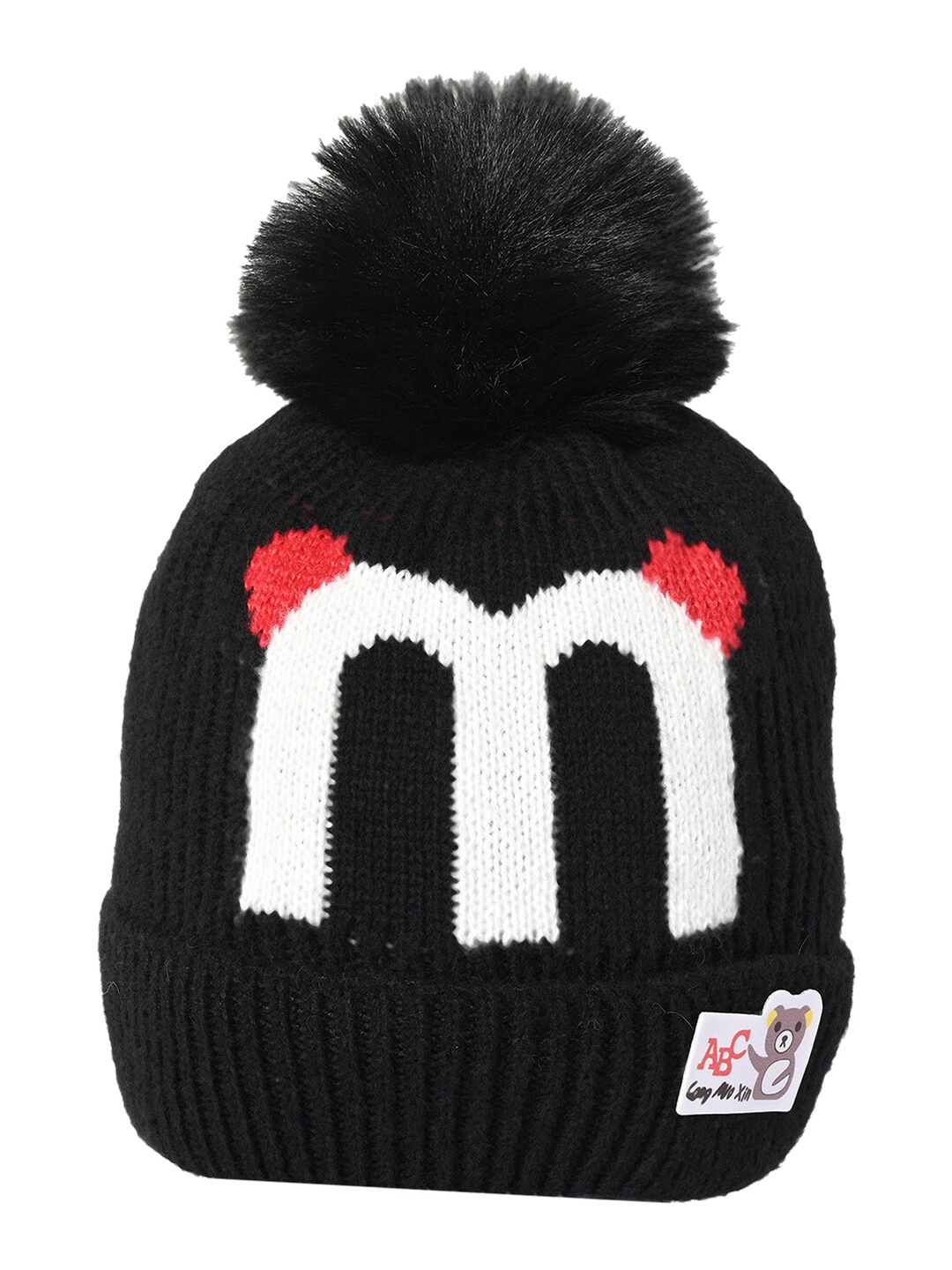 

KID-O-WORLD Kids Printed Woollen Beanie, Black