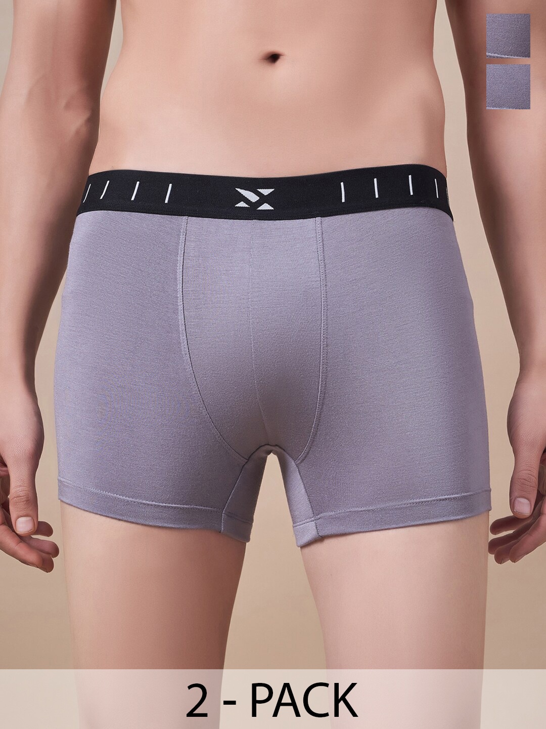 

Masch Sports Pack Of 2 Antimicrobial Trunks TRK-2-SOL-EI-GRY-GRY, Grey