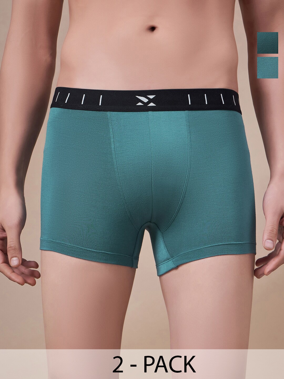 

Masch Sports Pack Of 2 Antimicrobial Trunks TRK-2-SOL-EI-GRN-GRN, Green