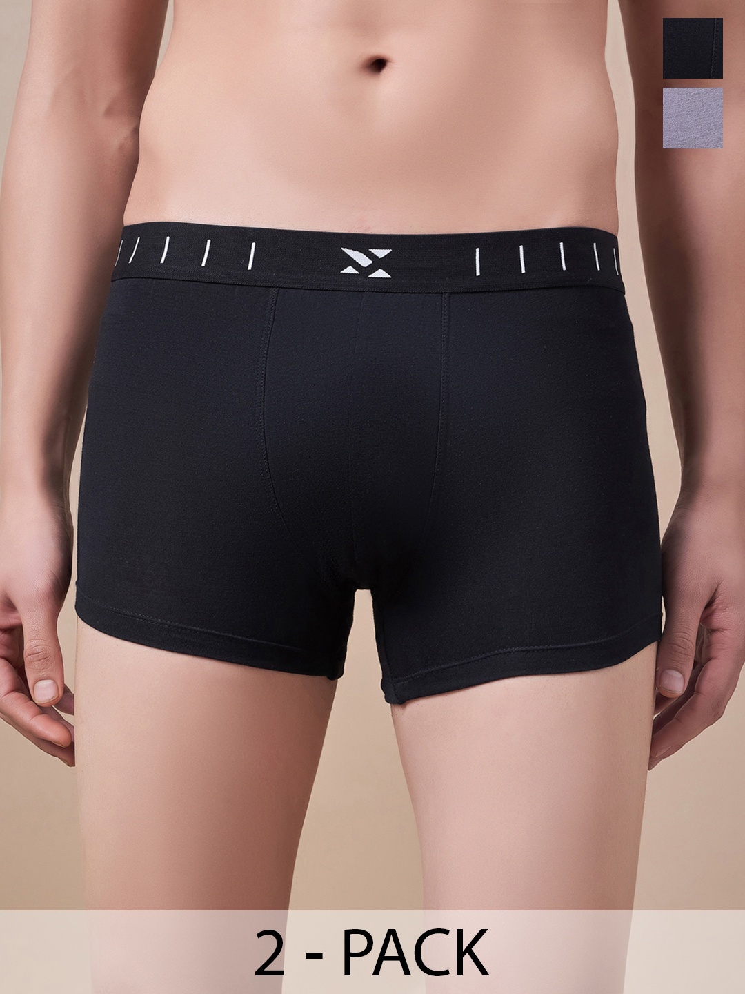 

Masch Sports Pack Of 2 Antimicrobial Trunks TRK-2-SOL-EI-BLK-GRY, Black