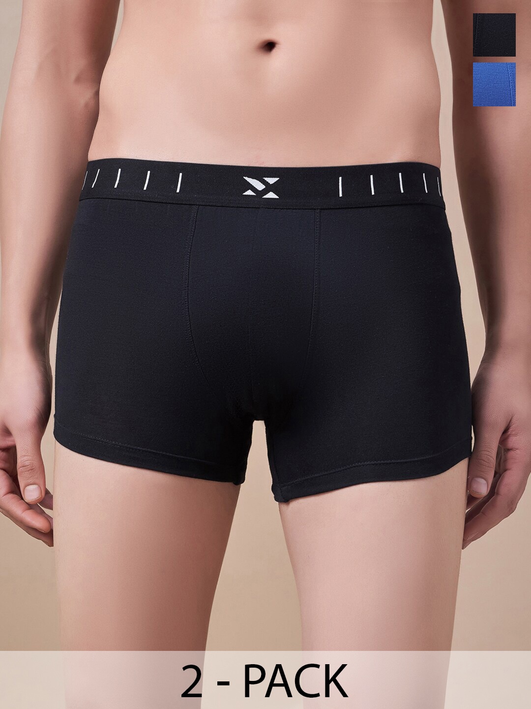 

Masch Sports Pack Of 2 Antimicrobial Trunks TRK-2-SOL-EI-BLK-ET-BLU, Black