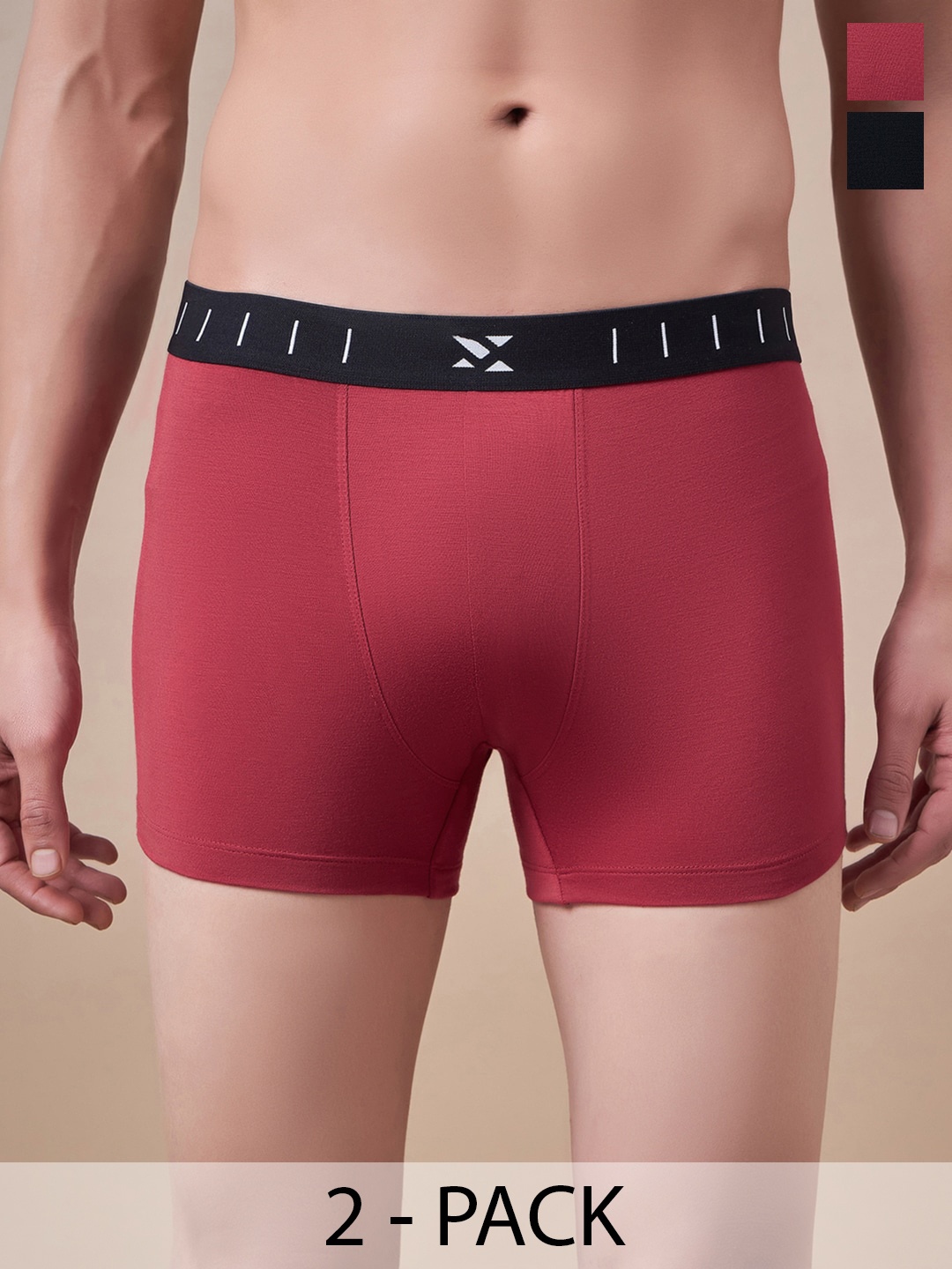 

Masch Sports Pack Of 2 Antimicrobial Trunks TRK-2-SOL-EI-RED-ET-BLK