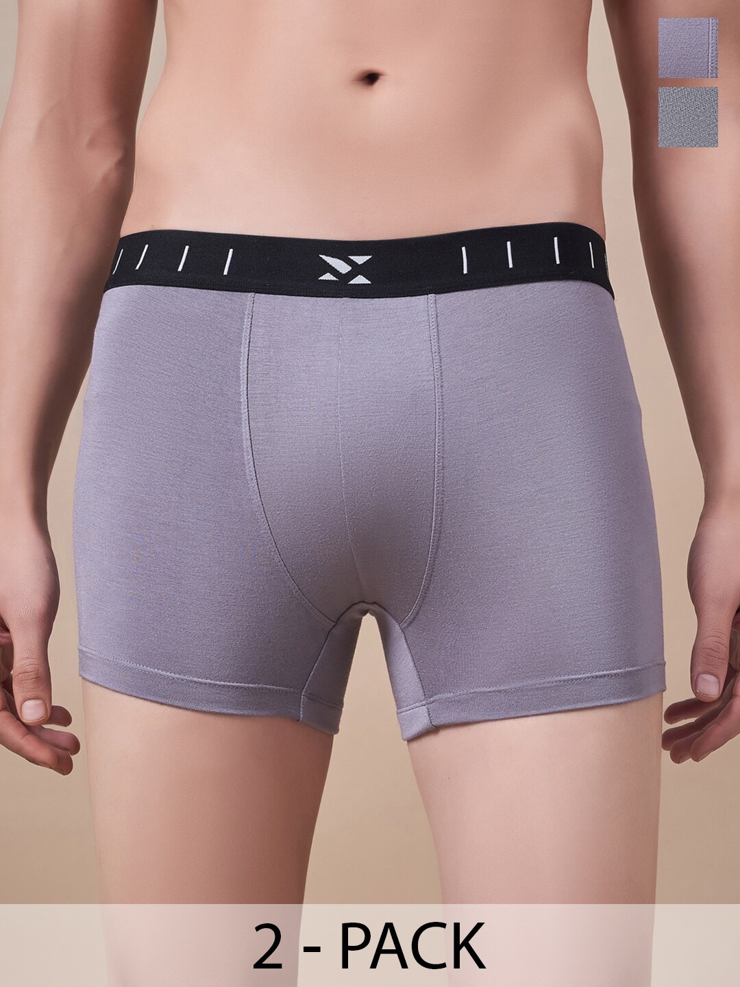

Masch Sports Men Pack Of 2 Antimicrobial Trunks TRK-2-SOL-EI-GRY-ET-GRY, Grey