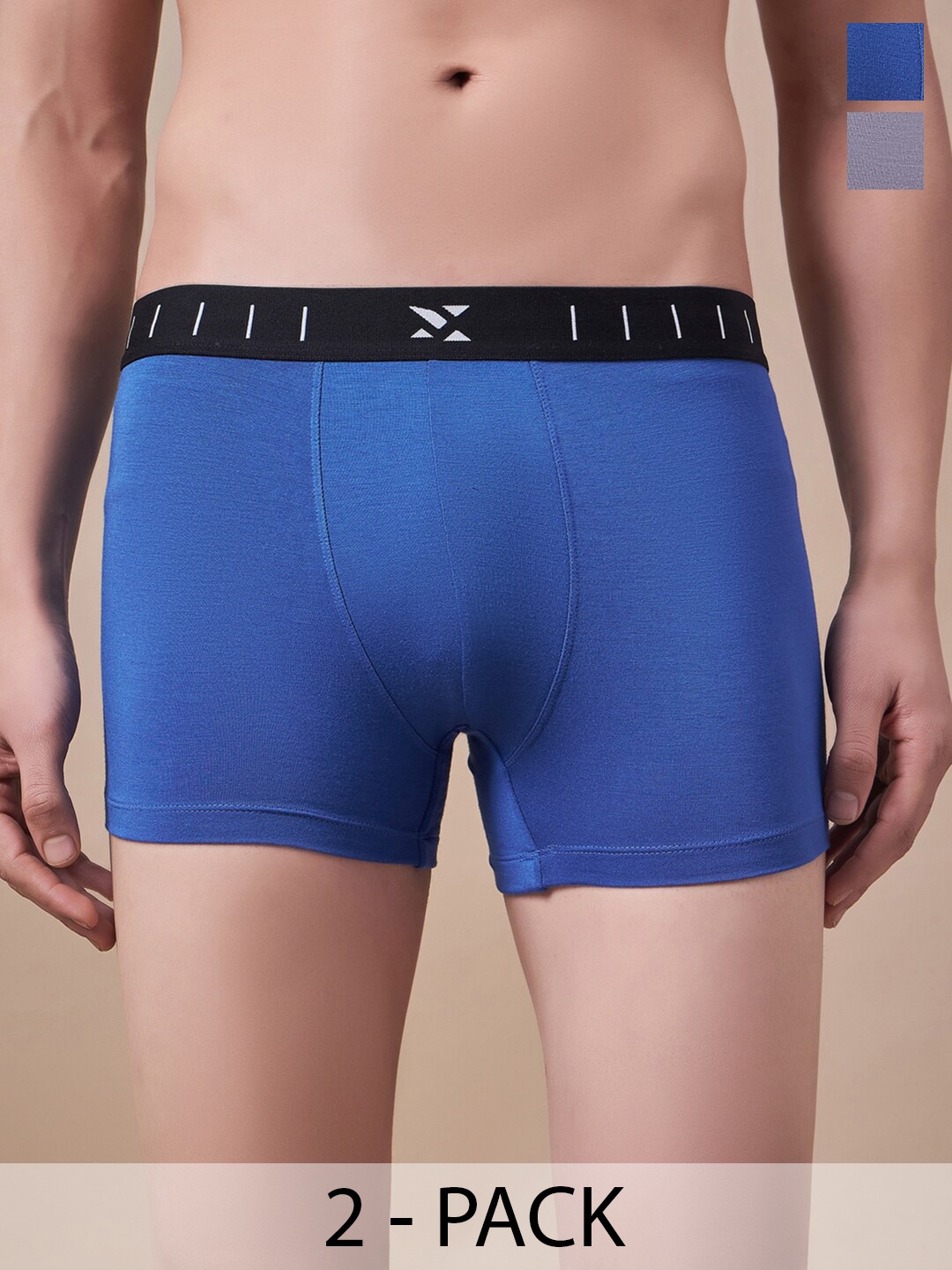 

Masch Sports Men Pack Of 2 Mid-Rise Trunks TRK-2-SOL-EI-BLU-ET-GRY, Blue