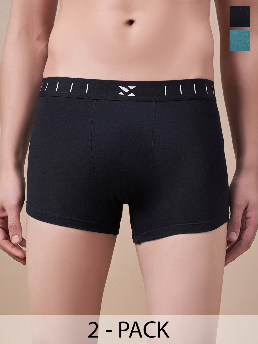 

Masch Sports Pack Of 2 Antimicrobial Trunks TRK-2-SOL-EI-BLK-ET-GRN, Black