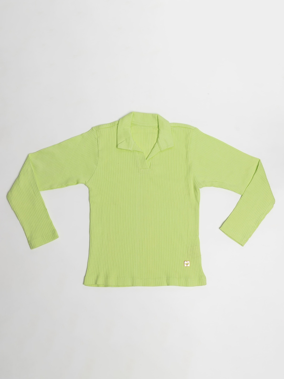 

BAESD Shirt Collar Long Sleeves Cotton Shirt Style Top, Lime green