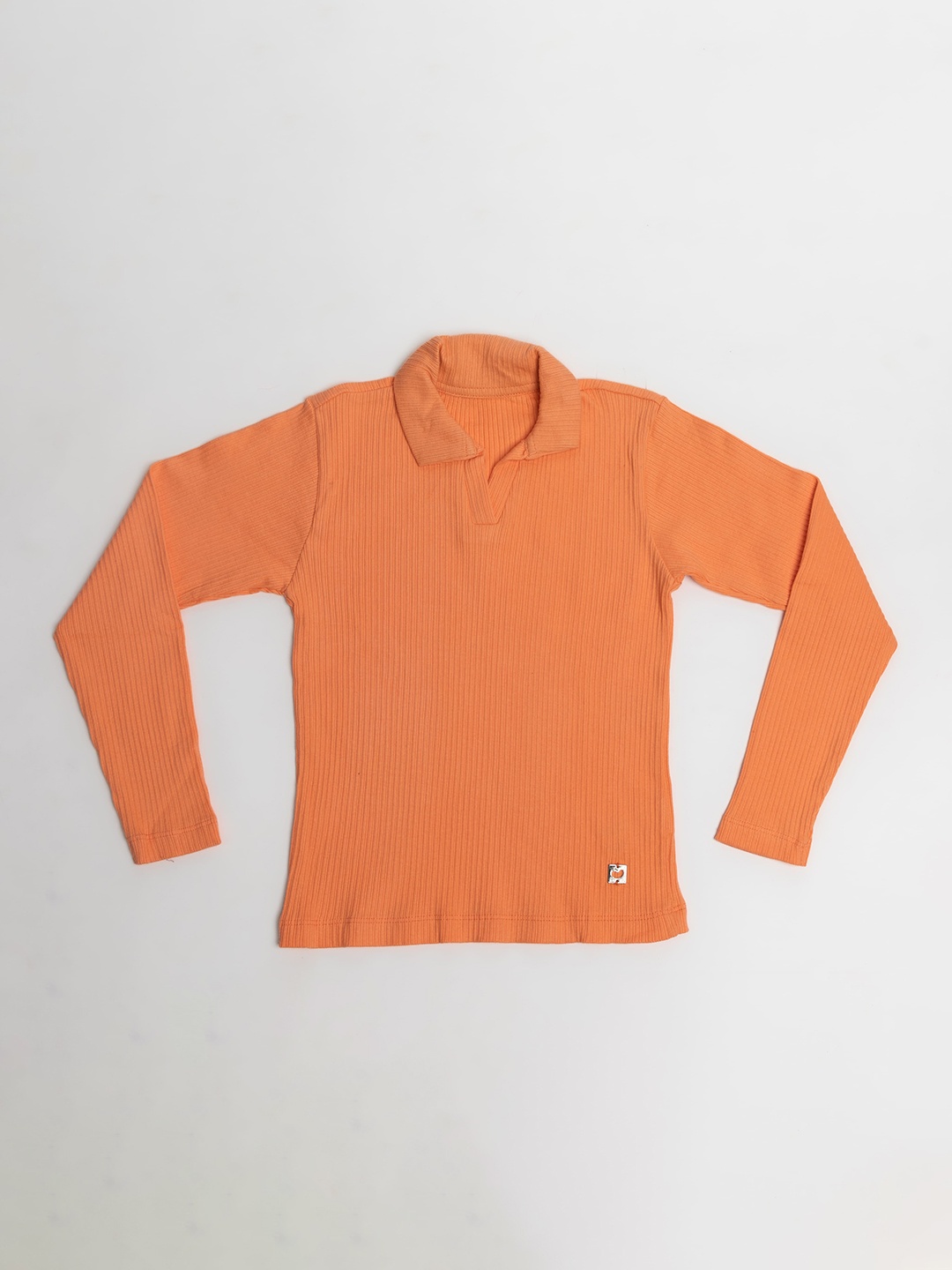 

BAESD Knitted Shirt Collar Cotton Top, Peach