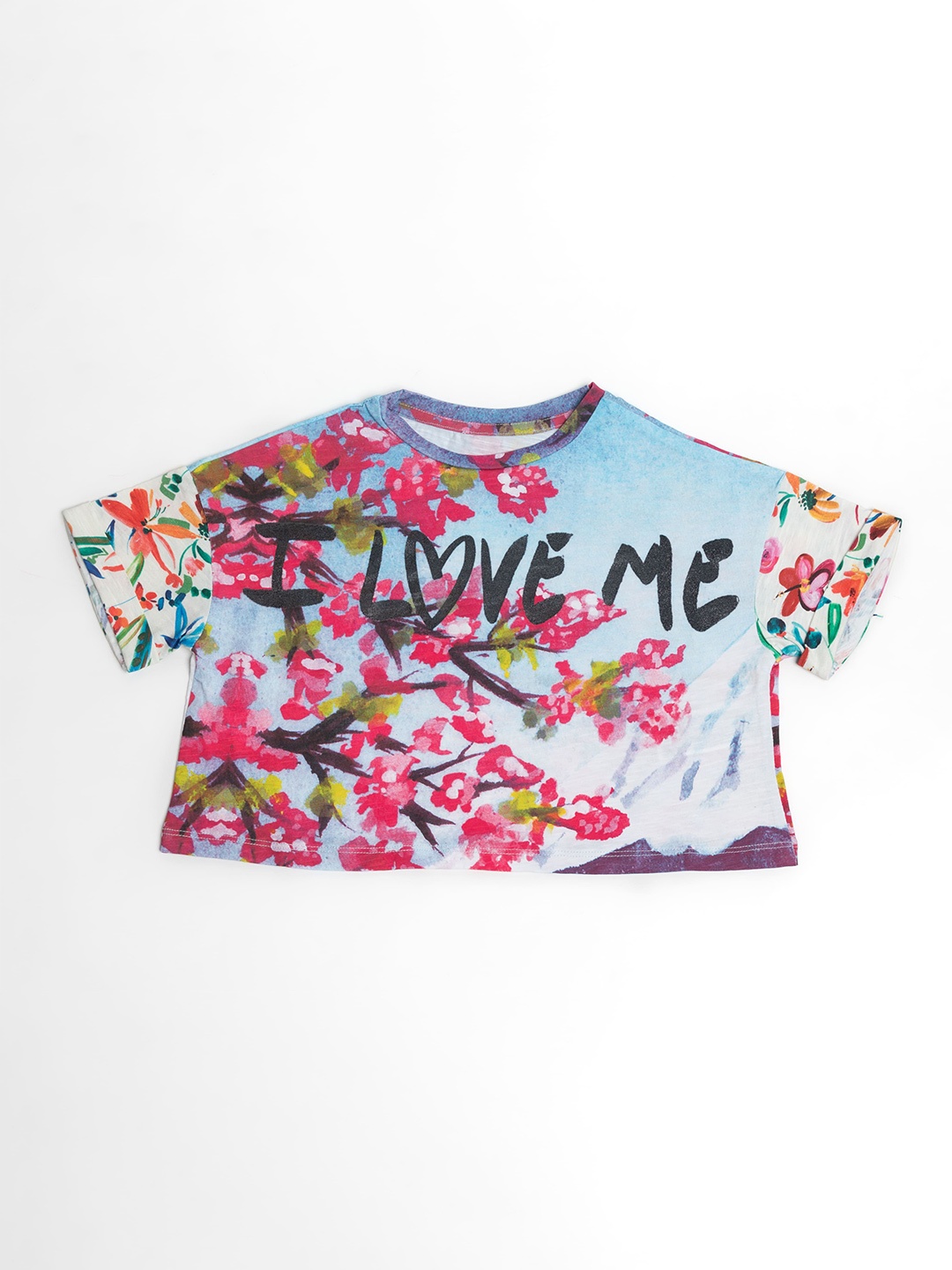 

BAESD Girls Floral Printed Pure Cotton Top, Blue