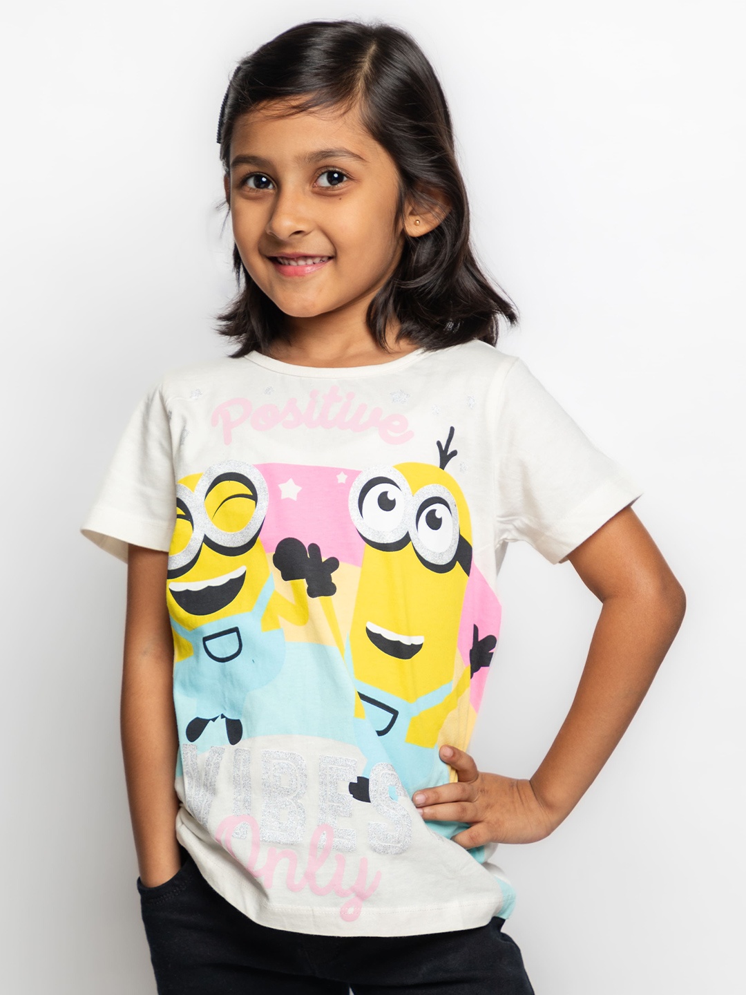 

BAESD Minion Printed Pure Cotton T-shirt, White