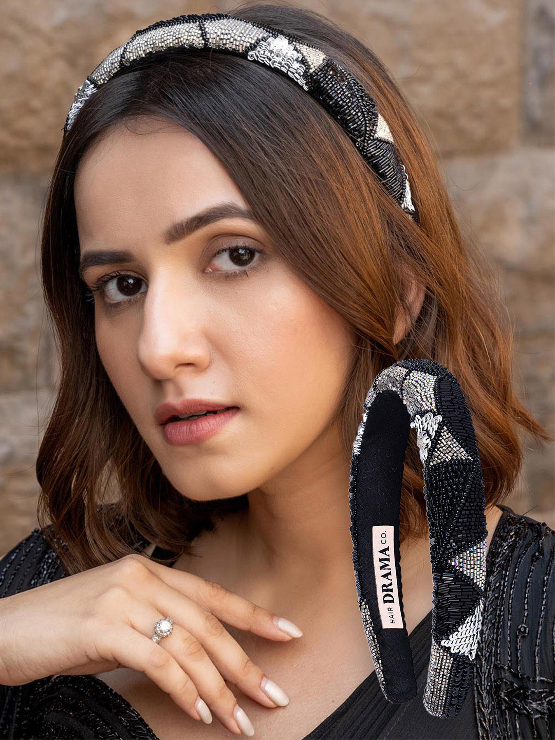

HAIR DRAMA CO. Women Embellished Hairband, Silver