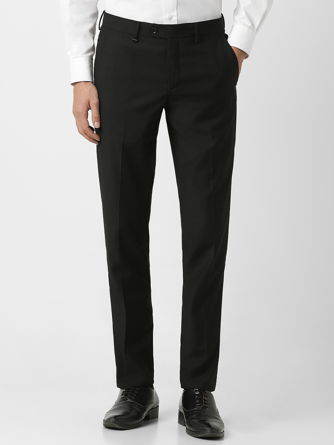 

Van Heusen Men Ultra Slim Fit Mid-Rise Formal Trousers, Black