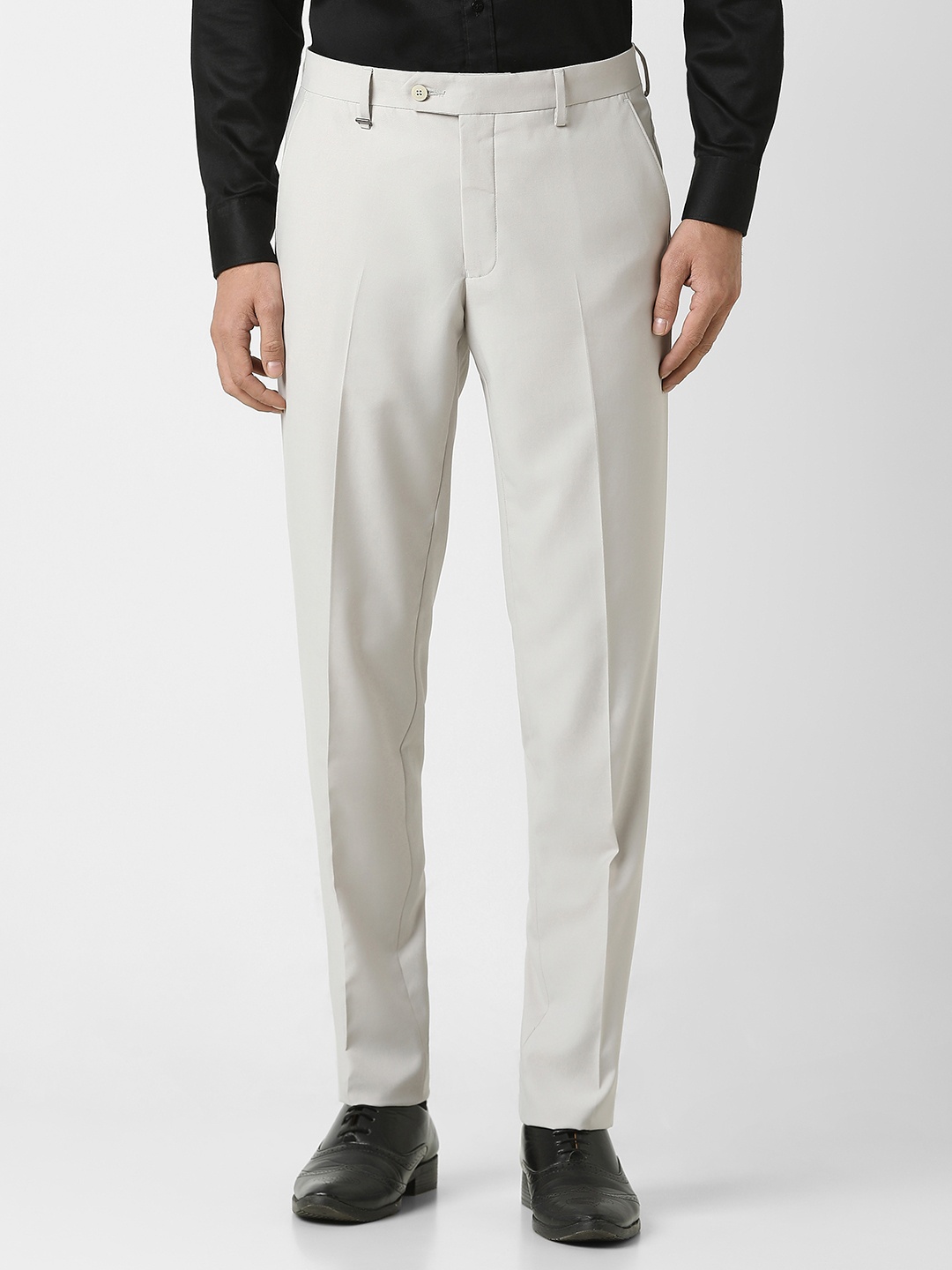 

Van Heusen Men Mid Rise Slim Fit Cotton Formal Trousers, Cream