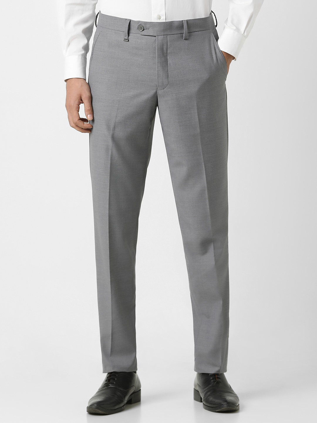 

Van Heusen Men Textured Slim Fit Formal Trousers, Grey