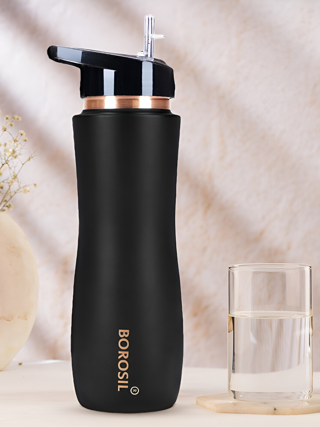 

BOROSIL Black Solid Copper Sipper Water Bottle 750 ml
