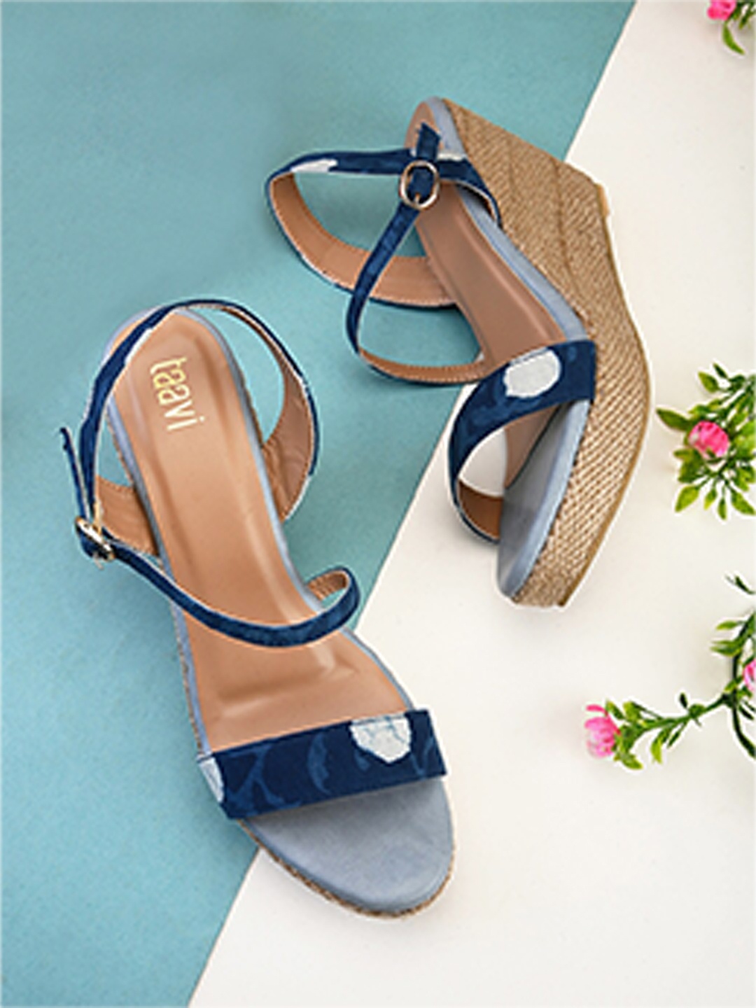

Taavi Printed Flatform Heels, Navy blue