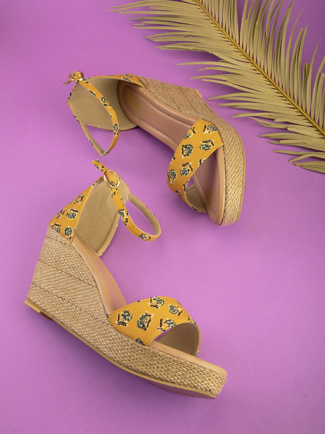 

Taavi Printed Open Toe Wedge Heels, Mustard