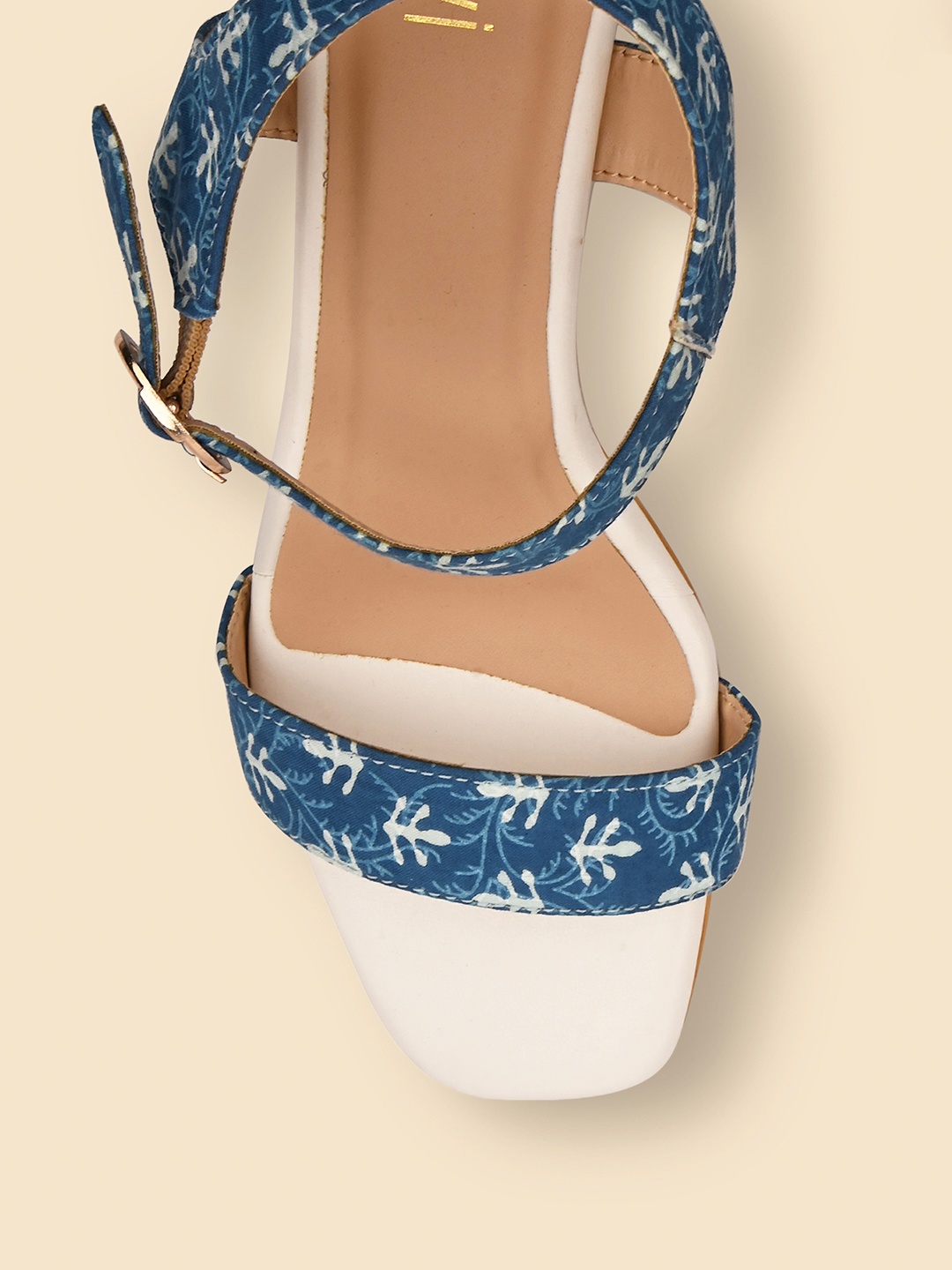 

Taavi Printed Open Toe Block Heels, Navy blue