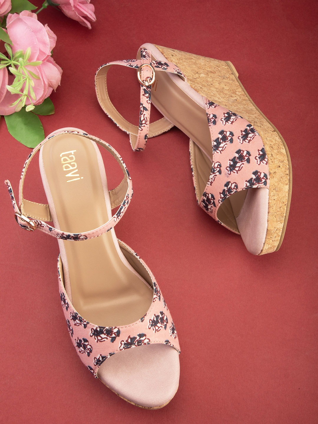 

Taavi Printed Open Toe Wedge Heels, Pink