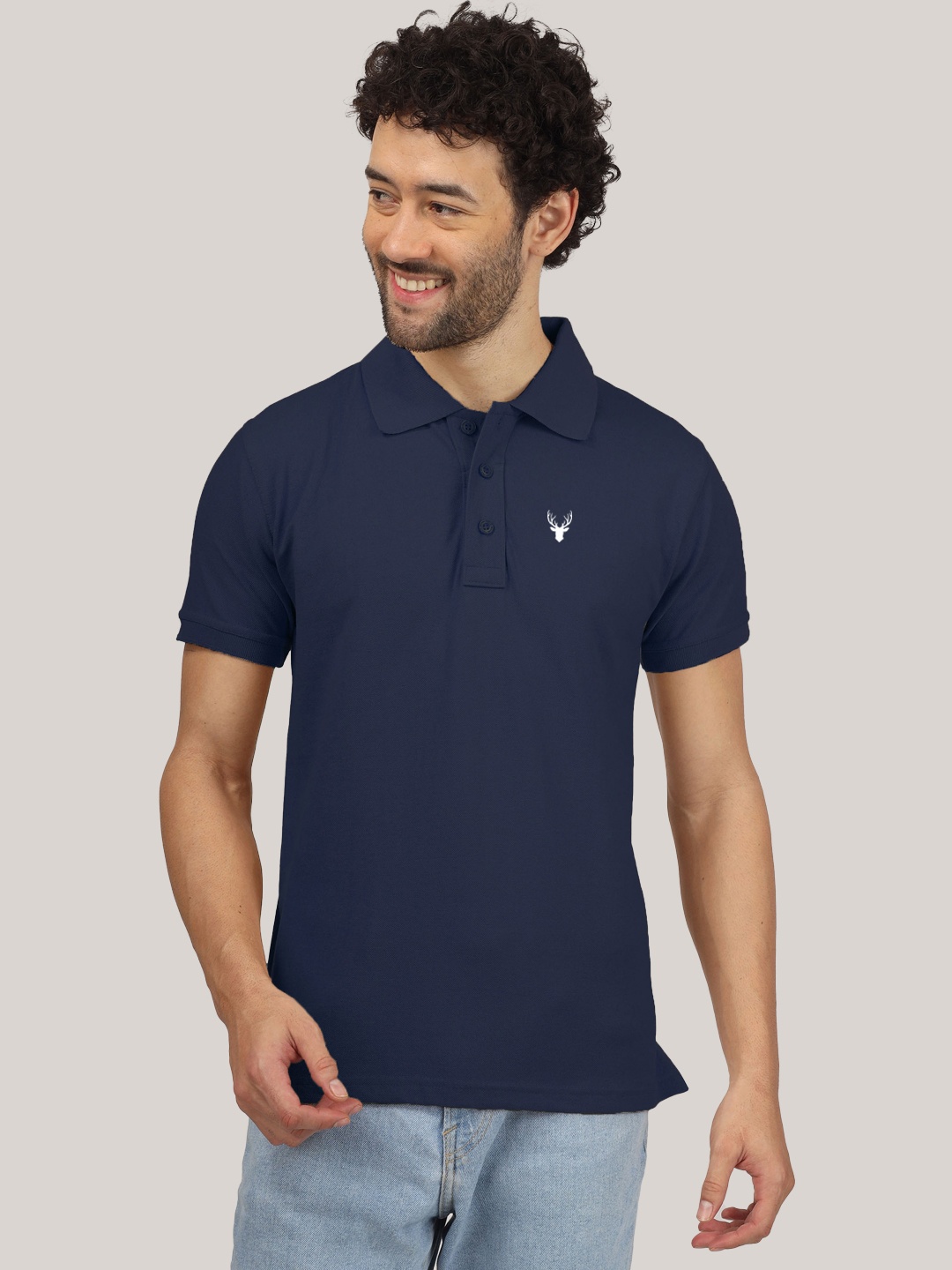 

Greylongg Polo Collar Short Sleeves Cotton T-shirt, Blue