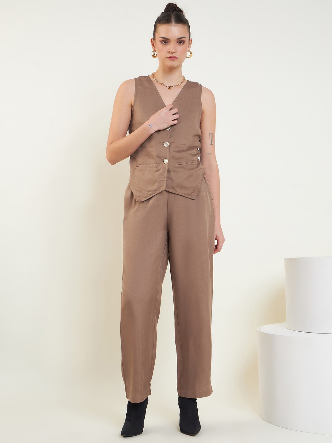 

Mast & Harbour Pure Cotton Waistcoat & Trousers, Brown