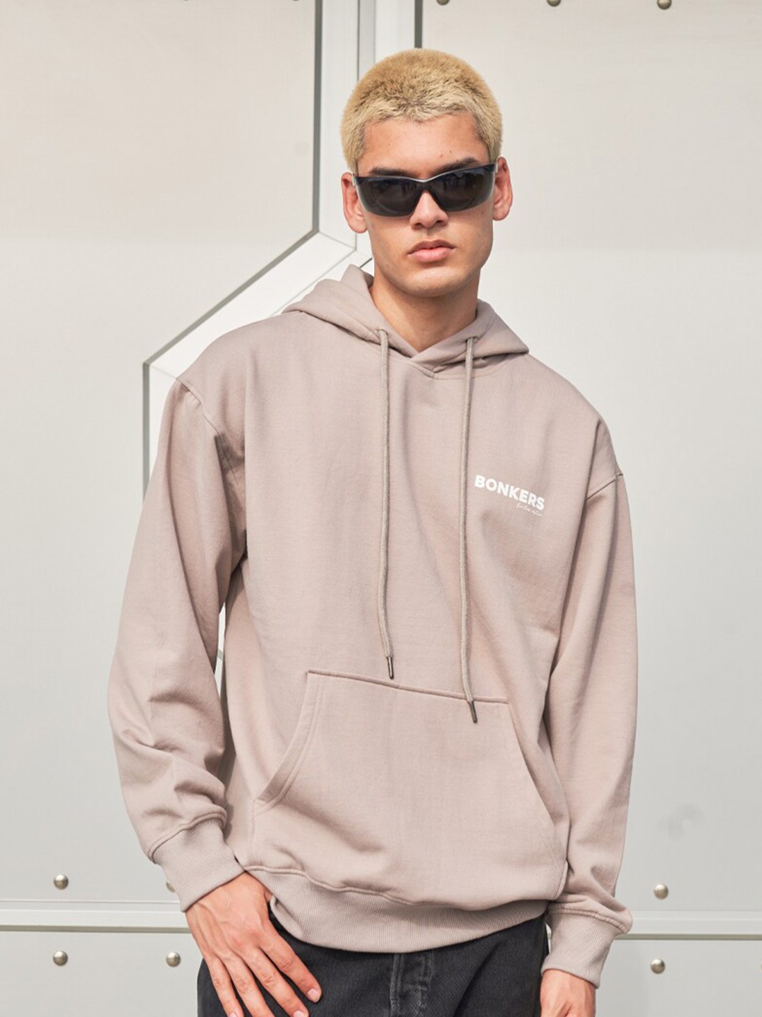 

Bonkers Corner Hood Long Sleeves Cotton Casual Sweatshirt, Beige