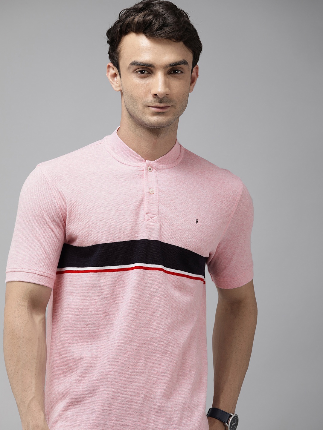 

Van Heusen Men Polo Collar Pure Cotton T-shirt, Pink