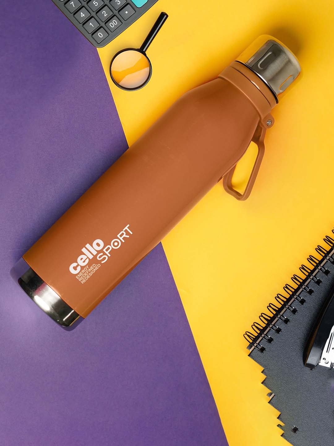 

Cello Brown Typography Stainless Steel Vacuum Insulated Water Bottle 600 ml